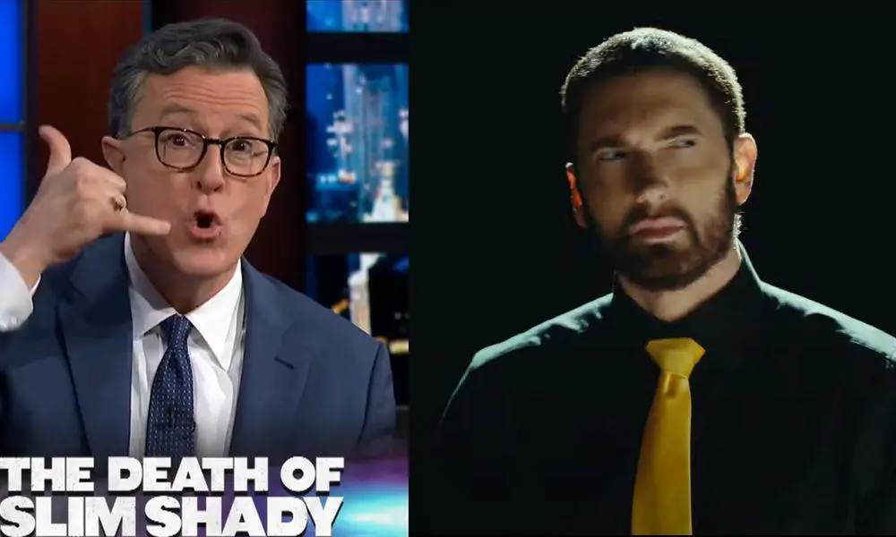 Stephen Colbert promotes The Death Of Slim Shady & invites Eminem at his show