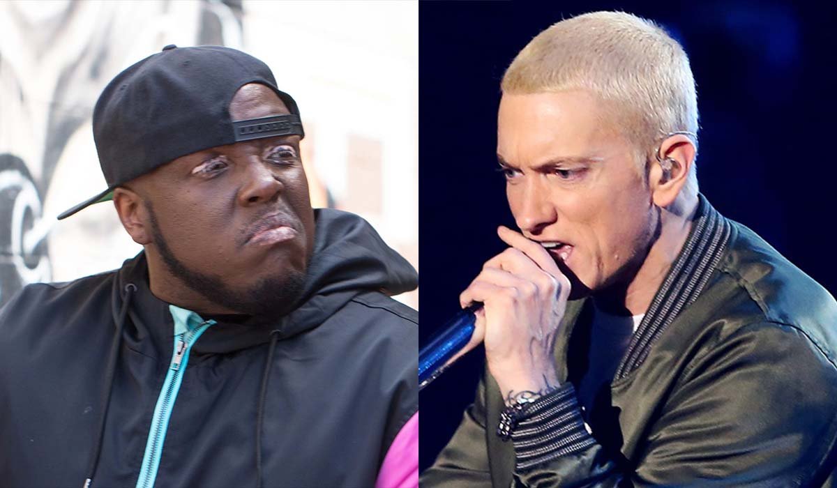 Split image of Krizz Kaliko and Eminem, collaborators on the Tech N9ne track Speedom.